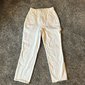Abercrombie Cream Cargo Jeans 90s straight ultra high rise size 28